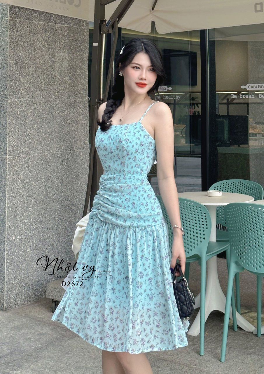 Đầm hoa 2 dây form dáng ôm - D2672
