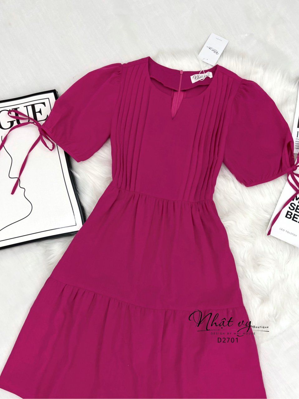 Đầm xếp ly ngực tay lửng dáng babydoll - D2701