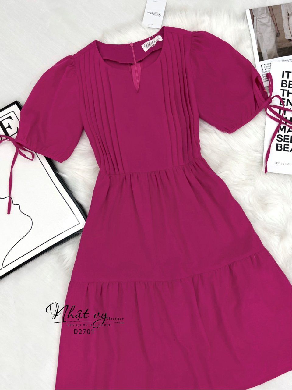 Đầm xếp ly ngực tay lửng dáng babydoll - D2701
