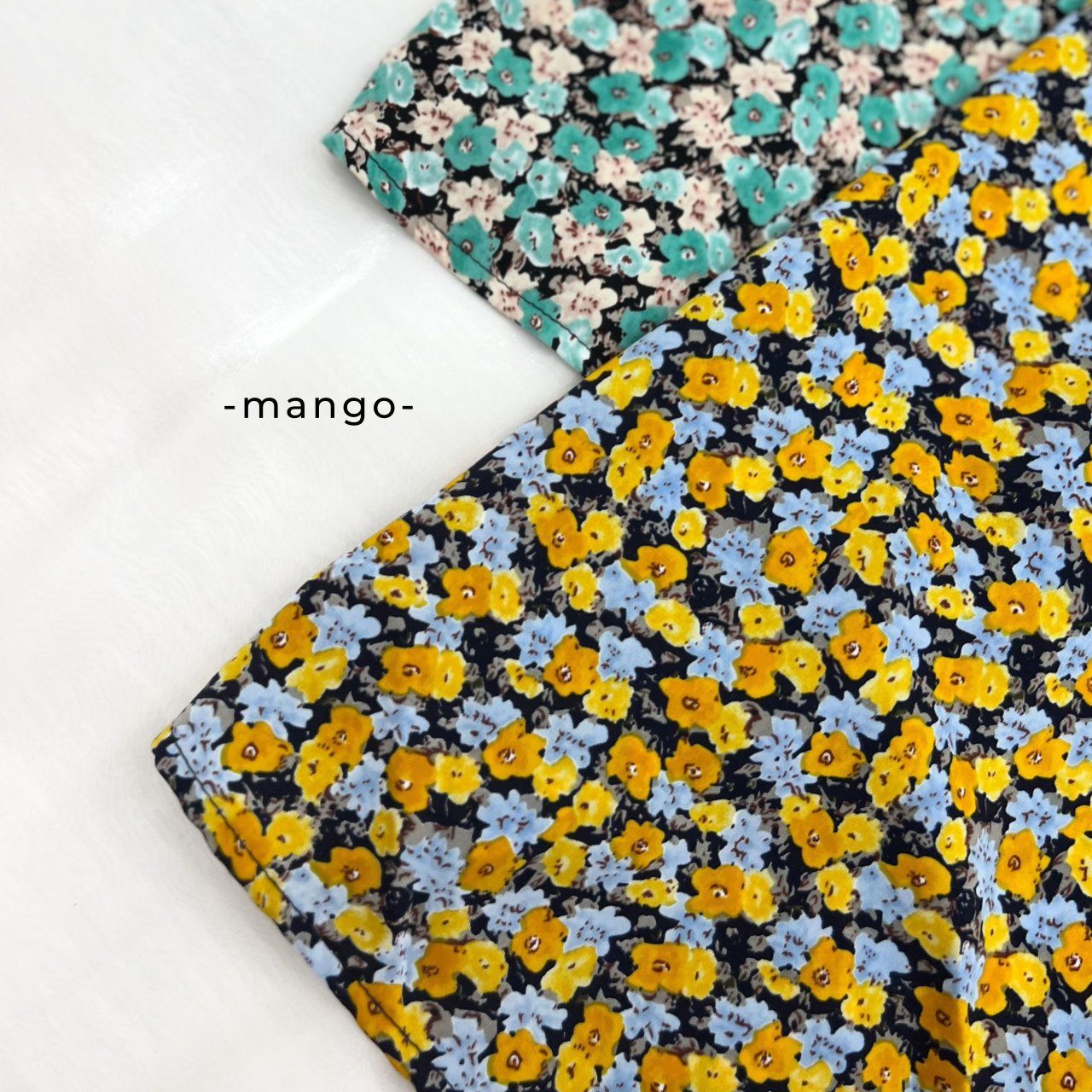Đầm hoa chiết ben ngực phối bèo cổ - D2702