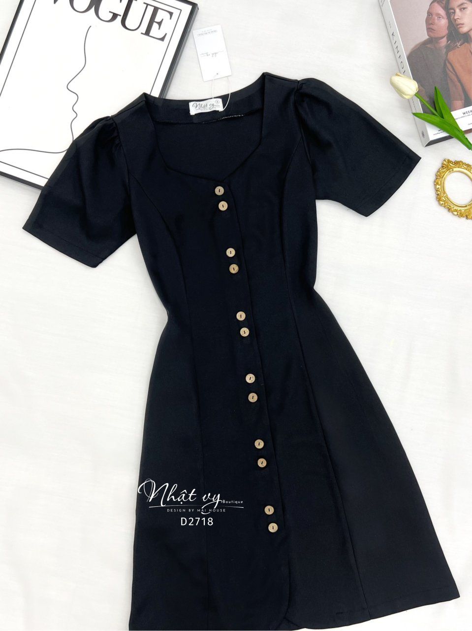 Đầm cổ vuông cách điệu form dáng xoè - D2718