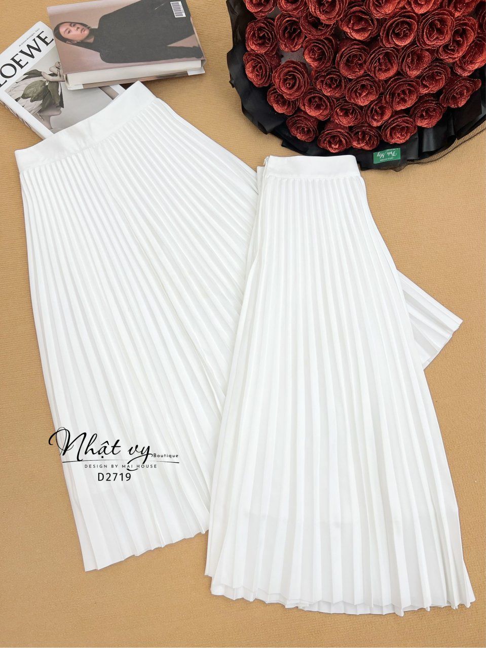 Chân váy midi xếp li dáng dài - D2719