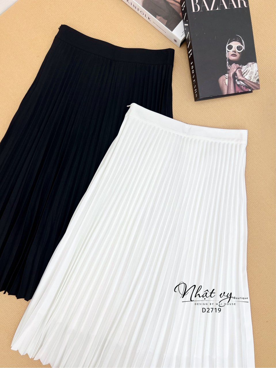 Chân váy midi xếp li dáng dài - D2719