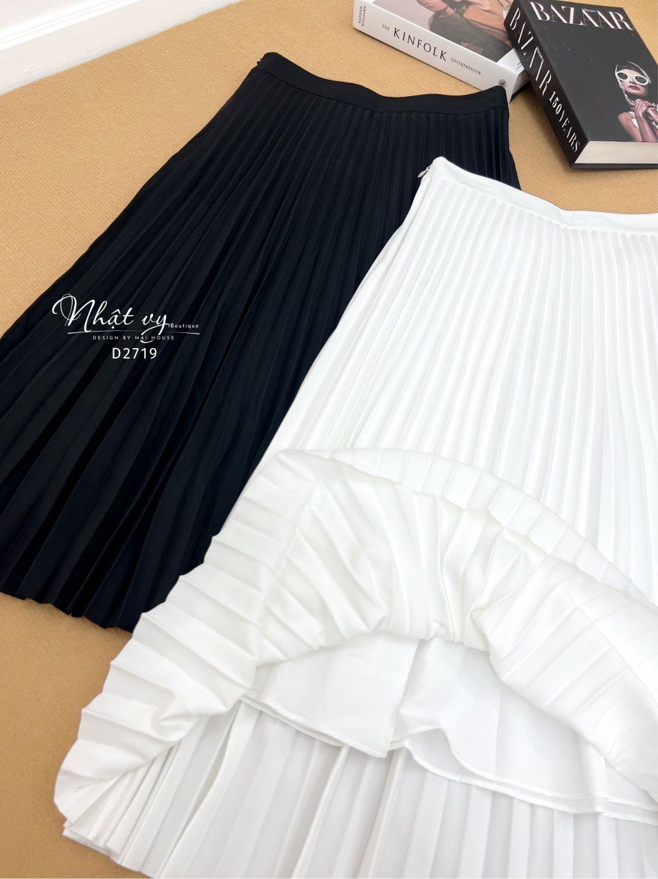 Chân váy midi xếp li dáng dài - D2719