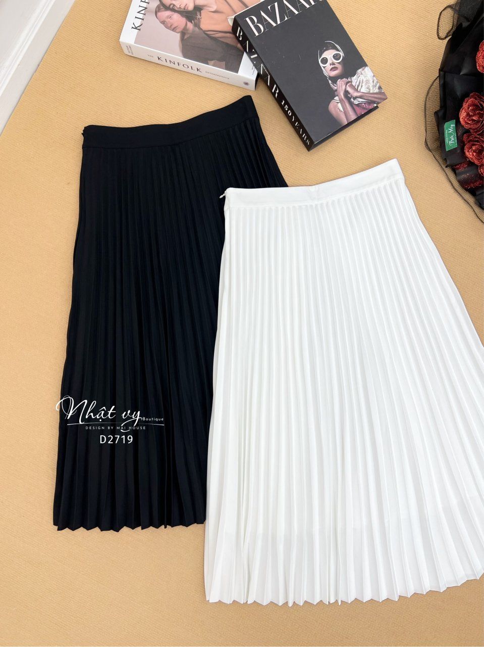 Chân váy midi xếp li dáng dài - D2719