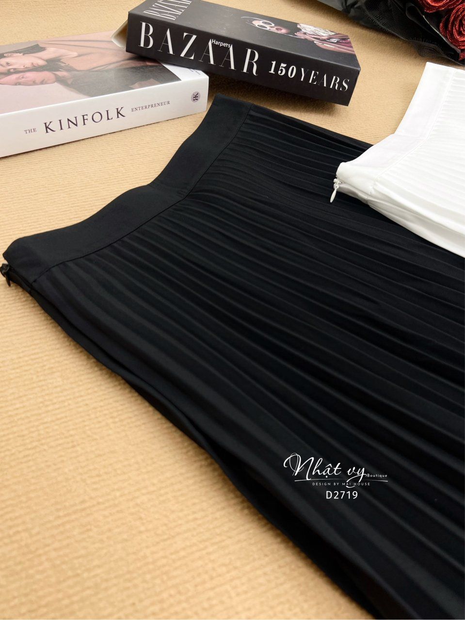 Chân váy midi xếp li dáng dài - D2719