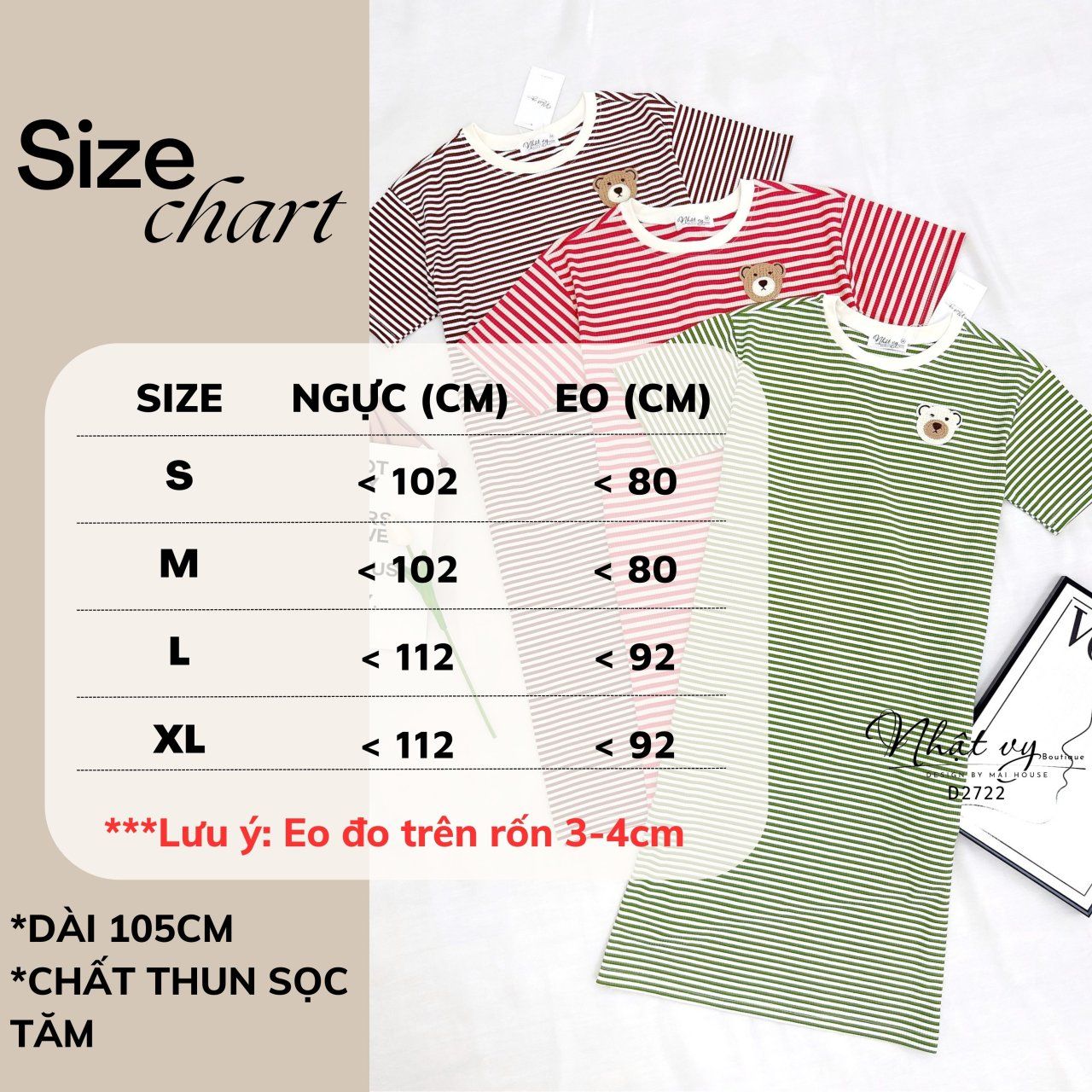 Đầm thun sọc form dáng suông - D2722