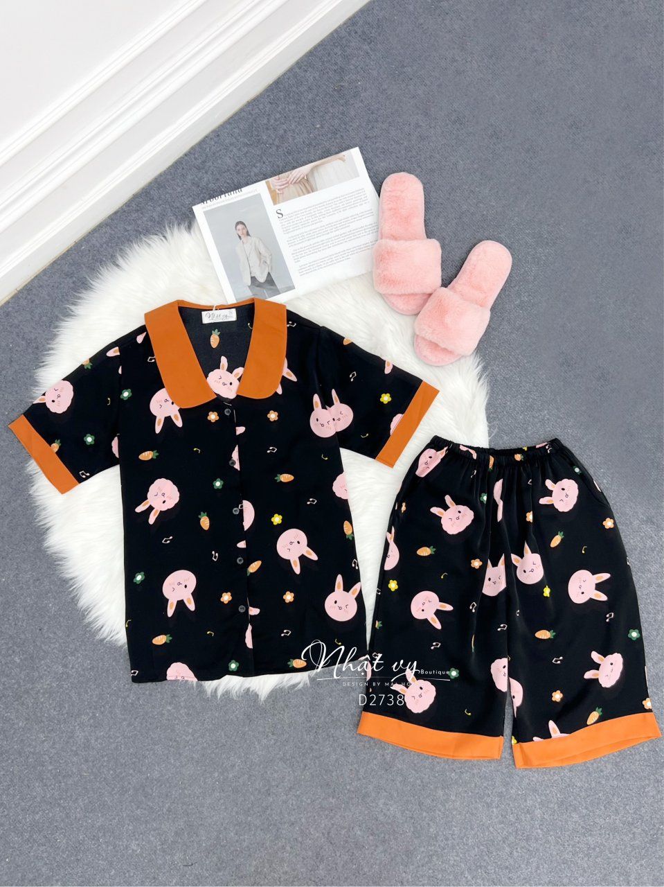 Set bộ lửng họa tiết phối cổ sen - D2738