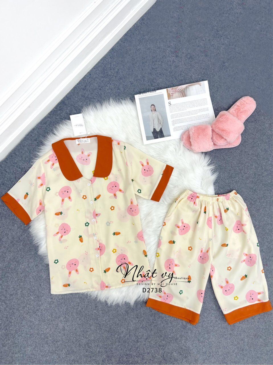 Set bộ lửng họa tiết phối cổ sen - D2738