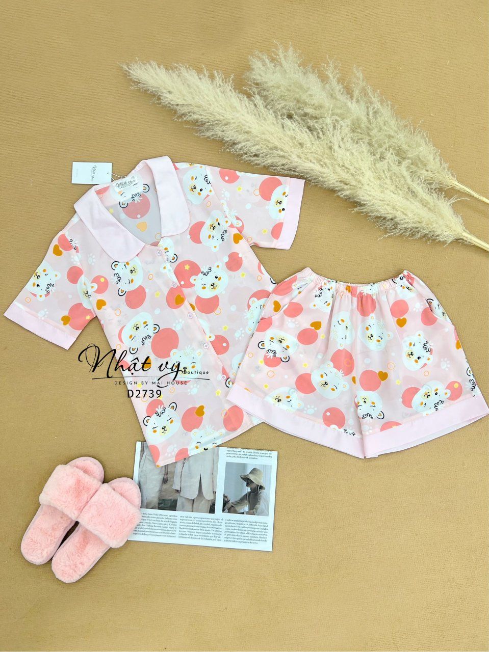 Set bộ đùi họa tiết phối cổ sen - D2739
