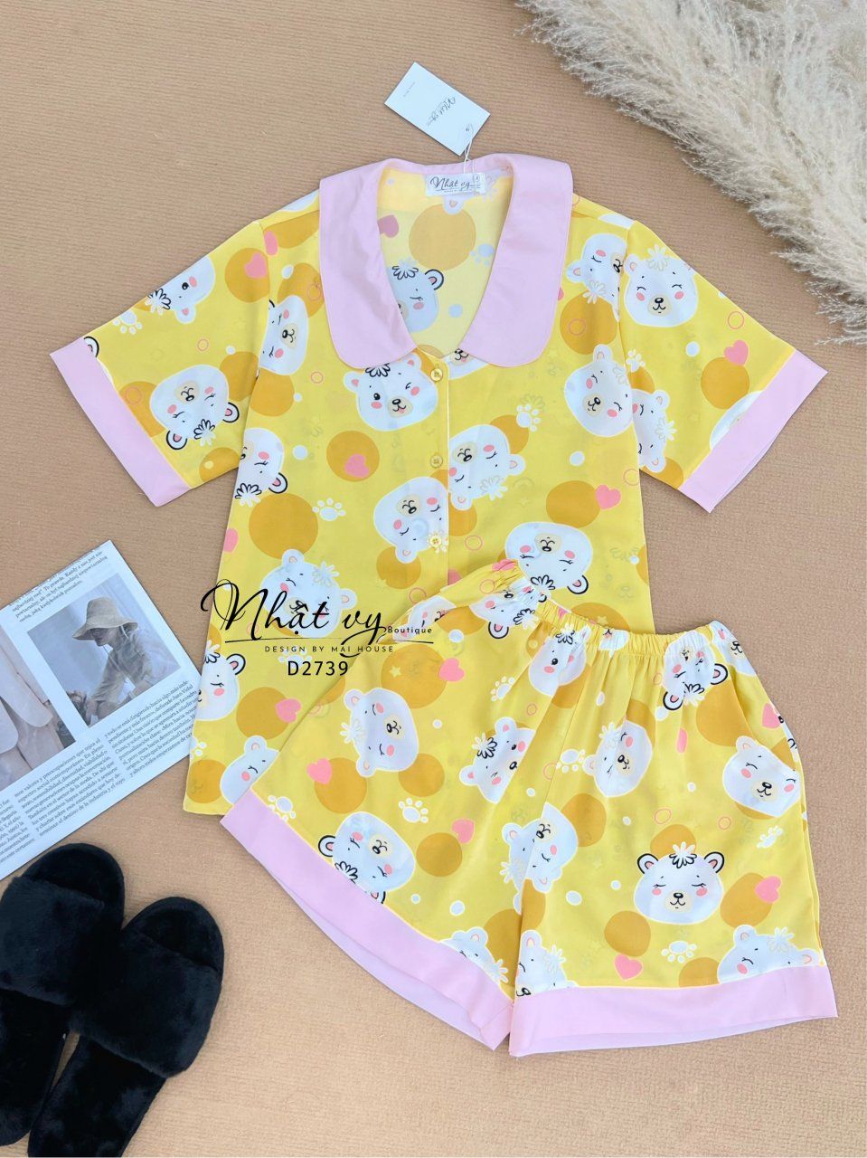 Set bộ đùi họa tiết phối cổ sen - D2739