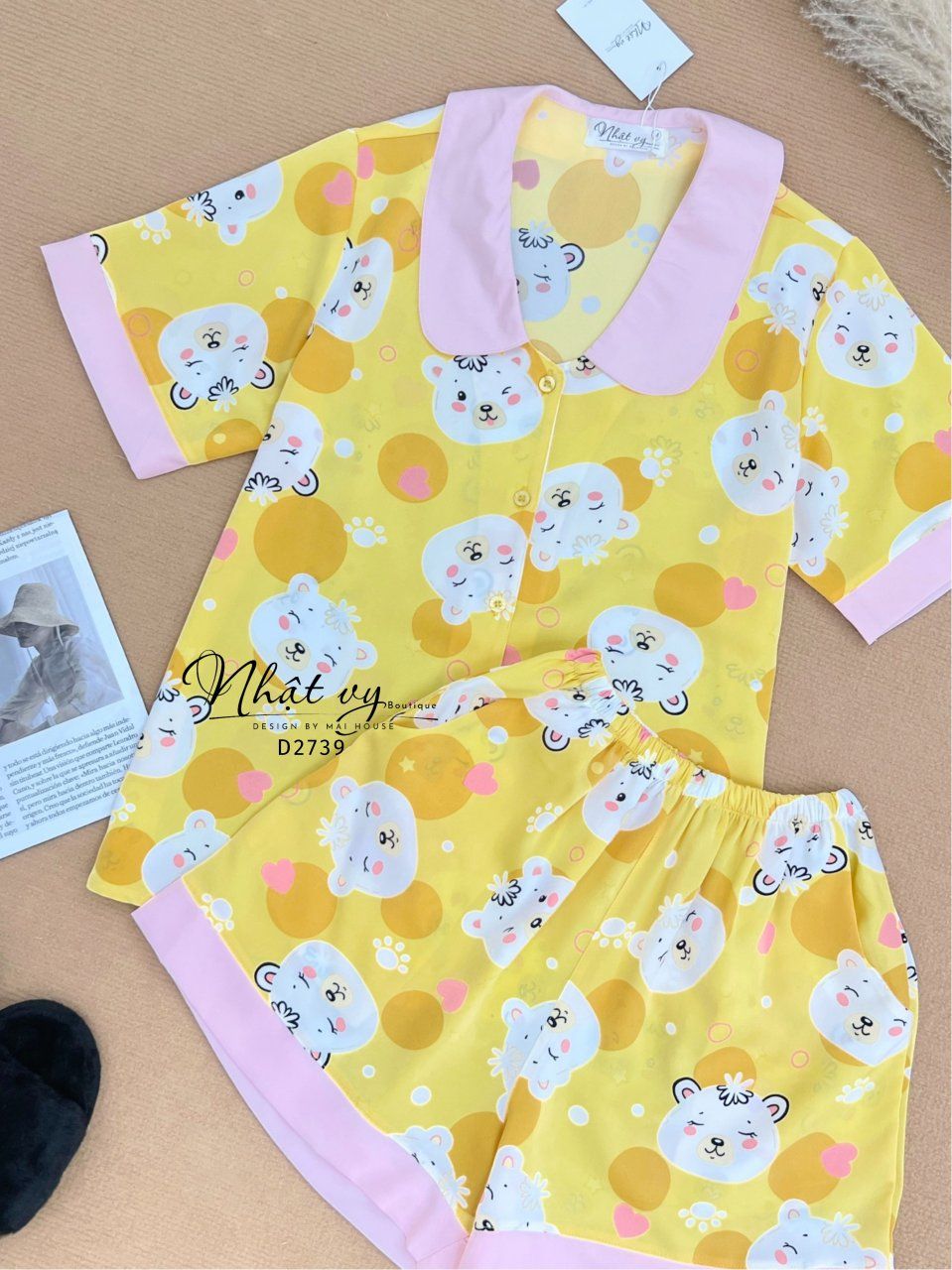 Set bộ đùi họa tiết phối cổ sen - D2739