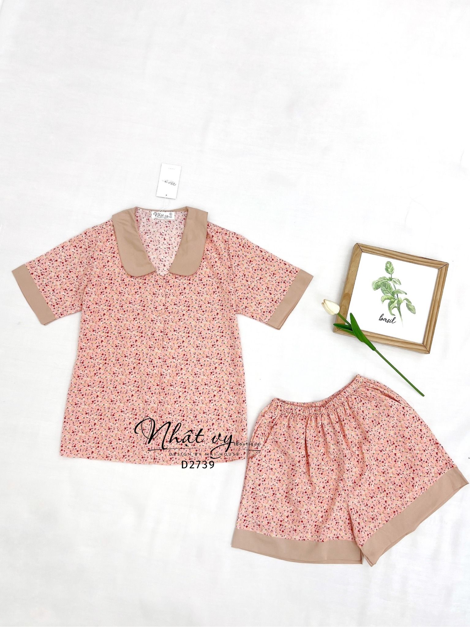 Set bộ đùi họa tiết phối cổ sen - D2739