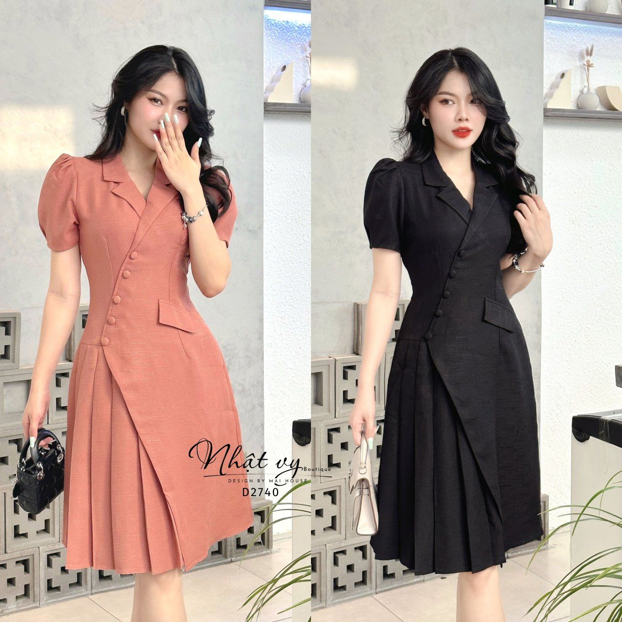 Đầm dáng ôm cúc bọc - D2740