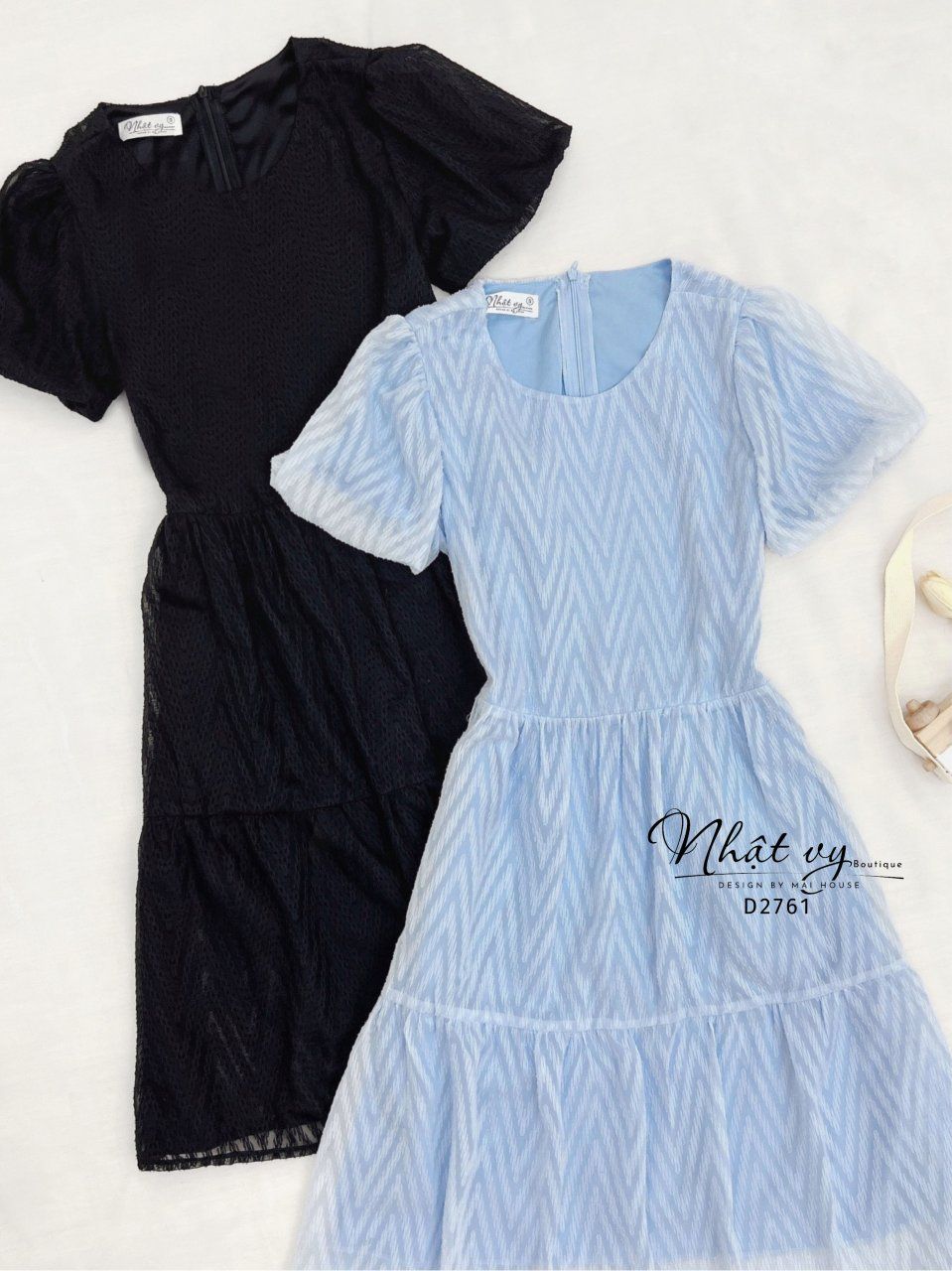 Đầm babydoll cổ tròn tay bí - D2761
