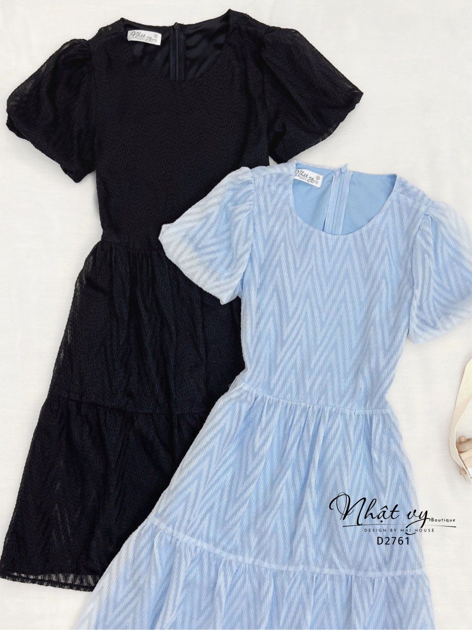 Đầm babydoll cổ tròn tay bí - D2761
