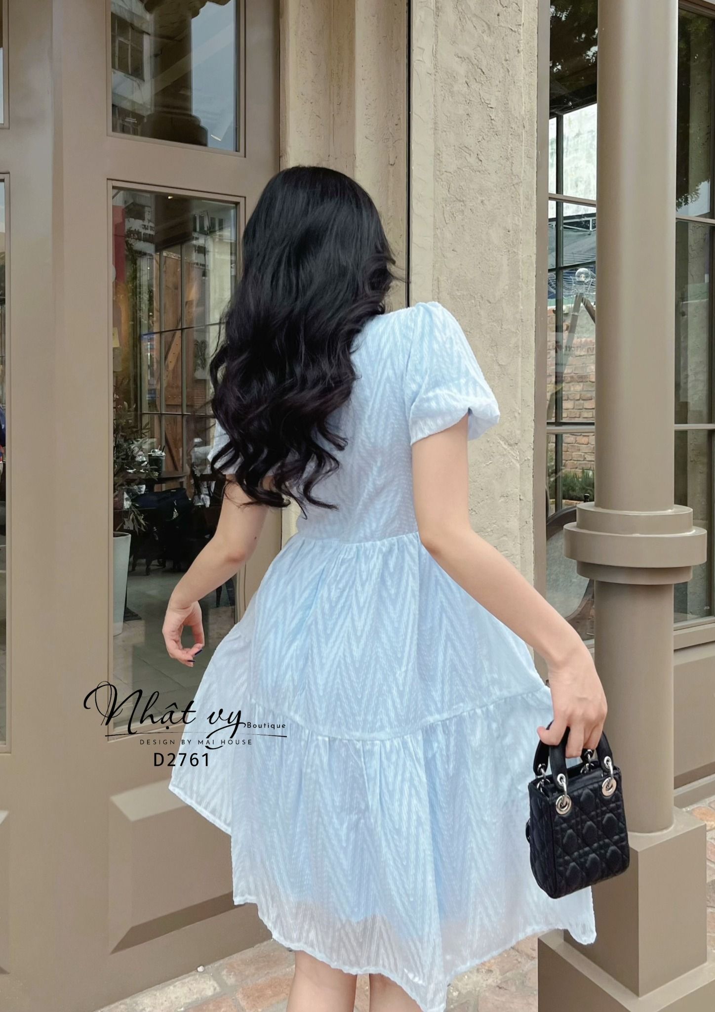 Đầm babydoll cổ tròn tay bí - D2761
