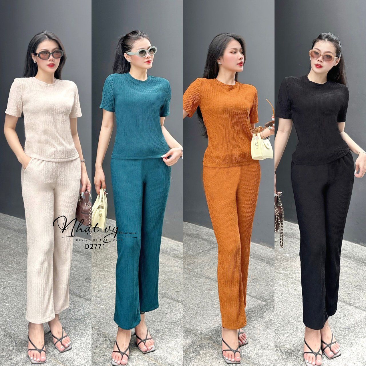 Set bộ thun áo cổ tròn - D2771