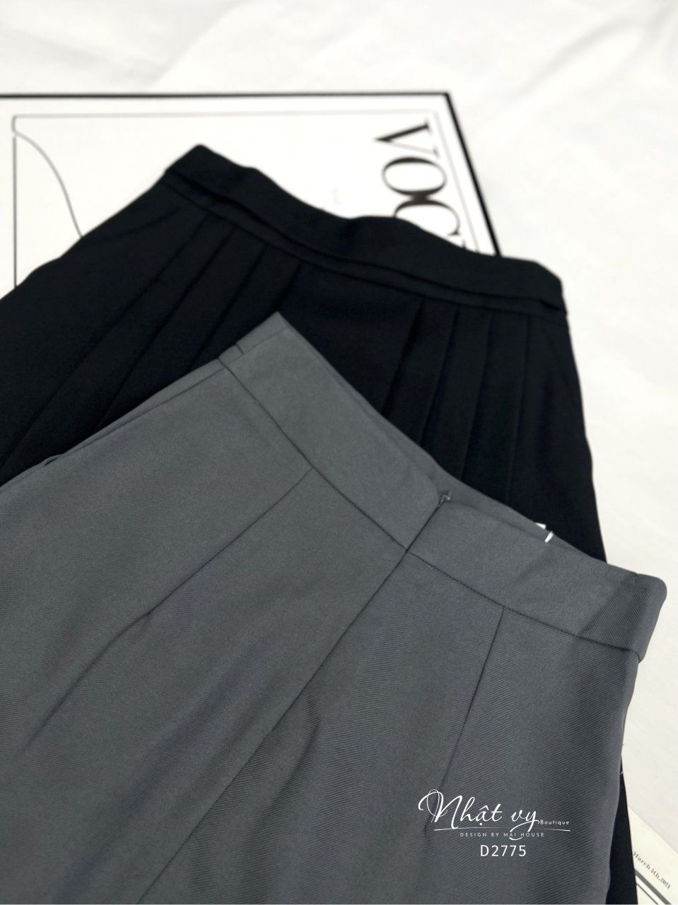 Chân váy chữ A xếp ly eo - D2775