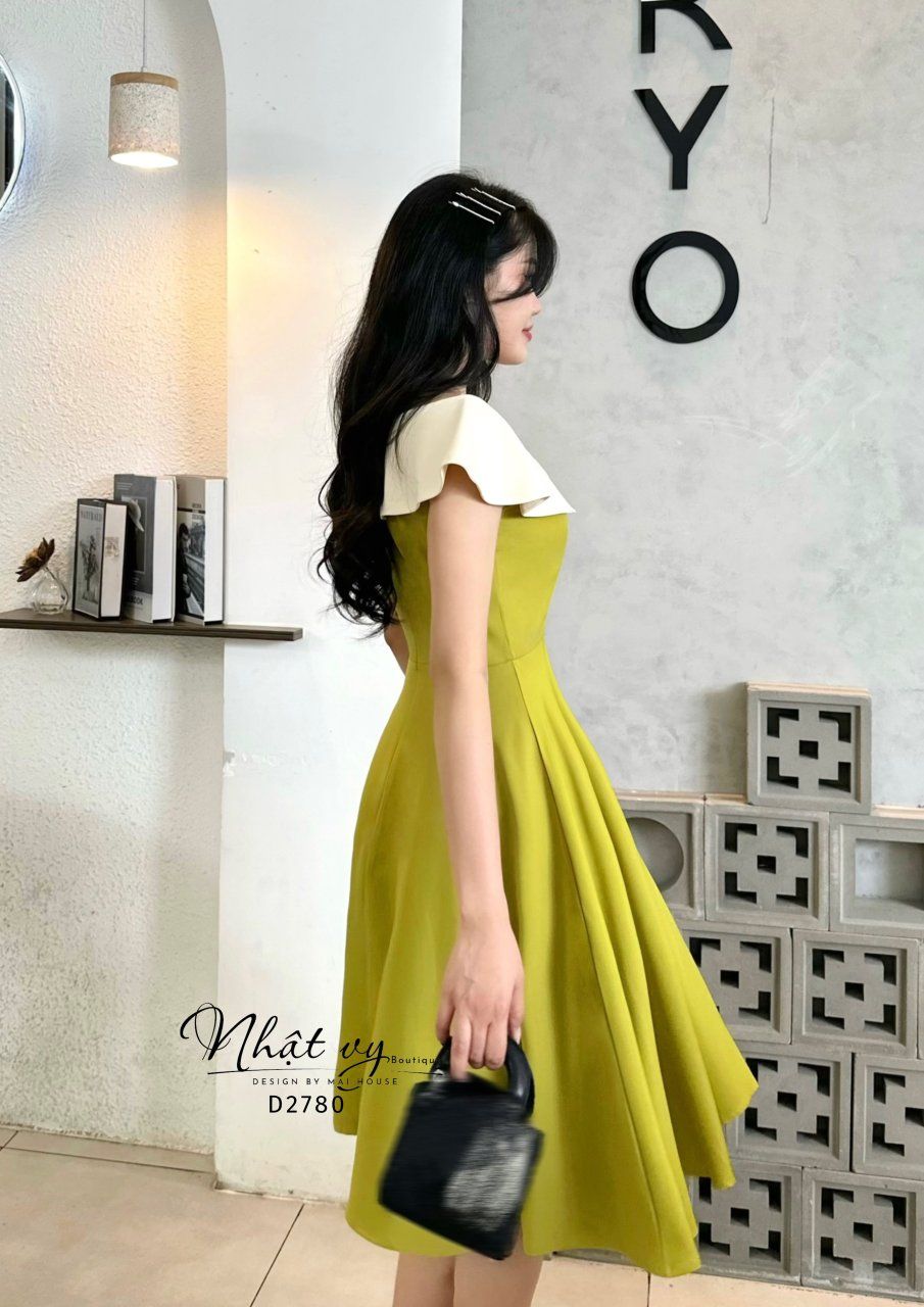 Đầm dáng xoè cổ phối bèo - D2780