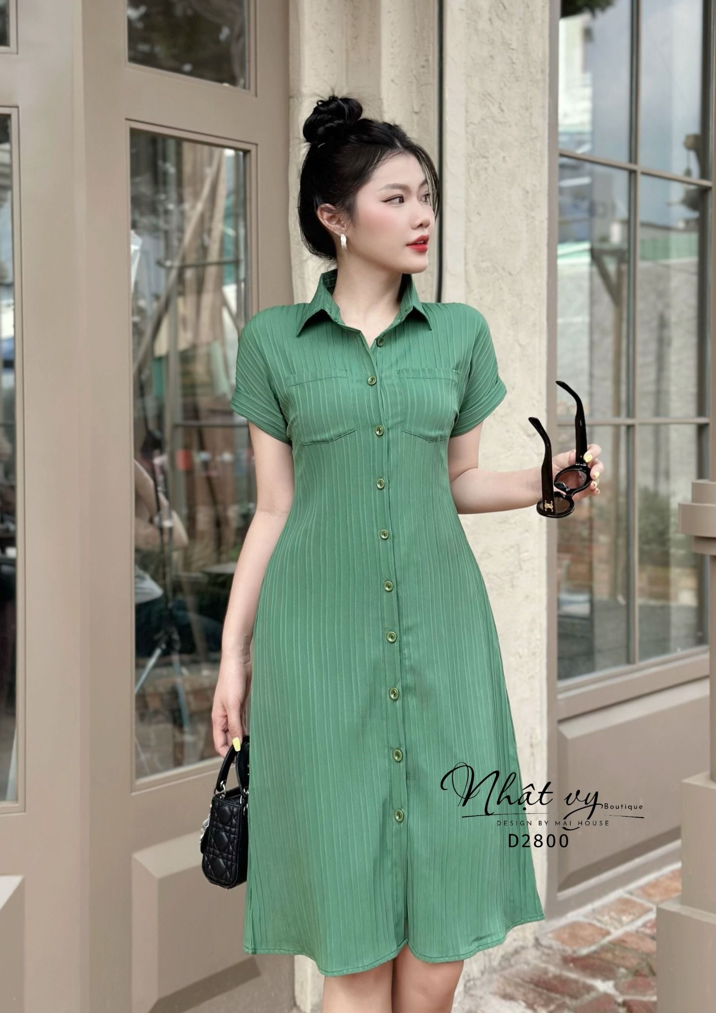 Đầm sơ mi form dáng suông có kèm lót rời - D2800