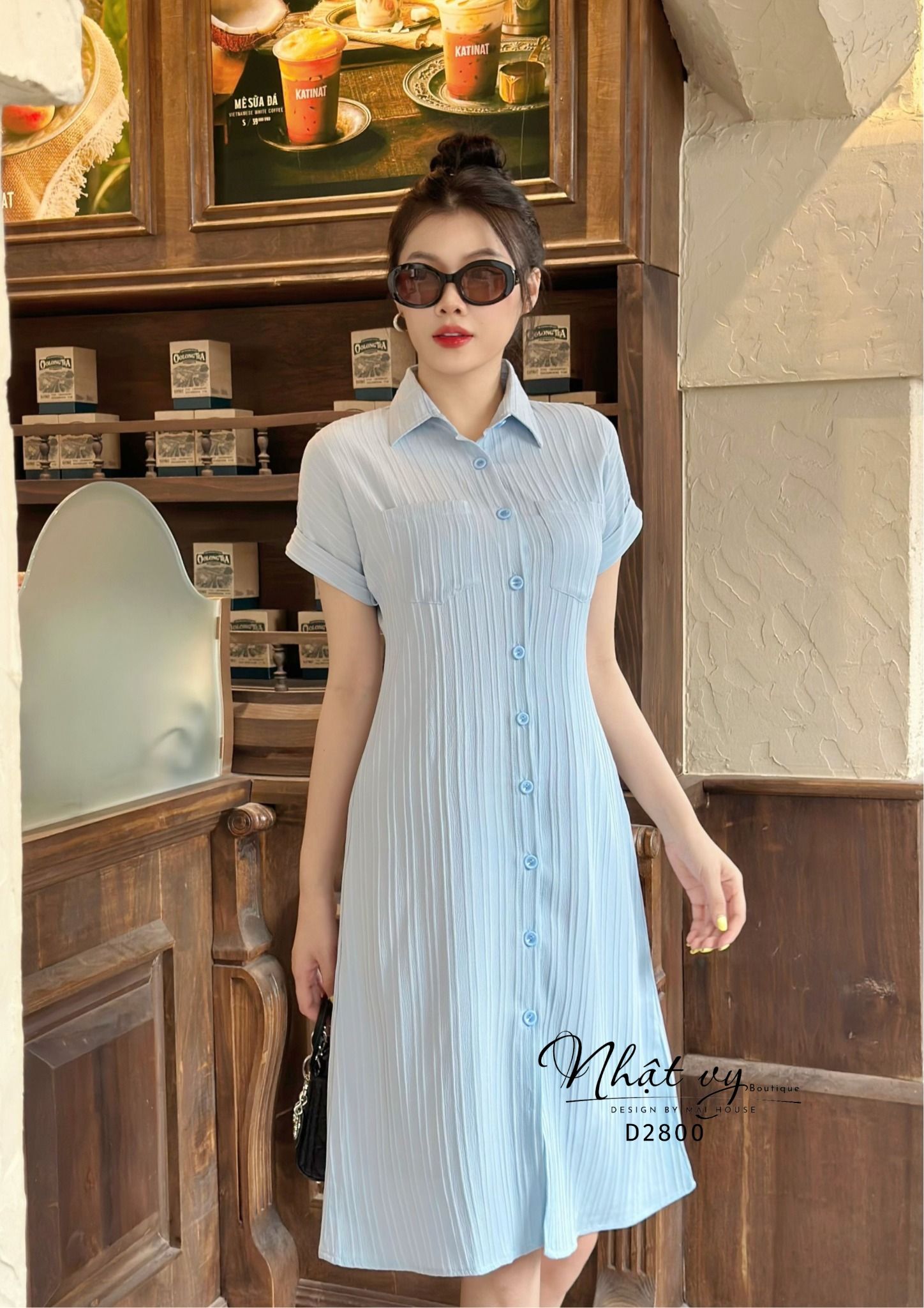 Đầm sơ mi form dáng suông có kèm lót rời - D2800