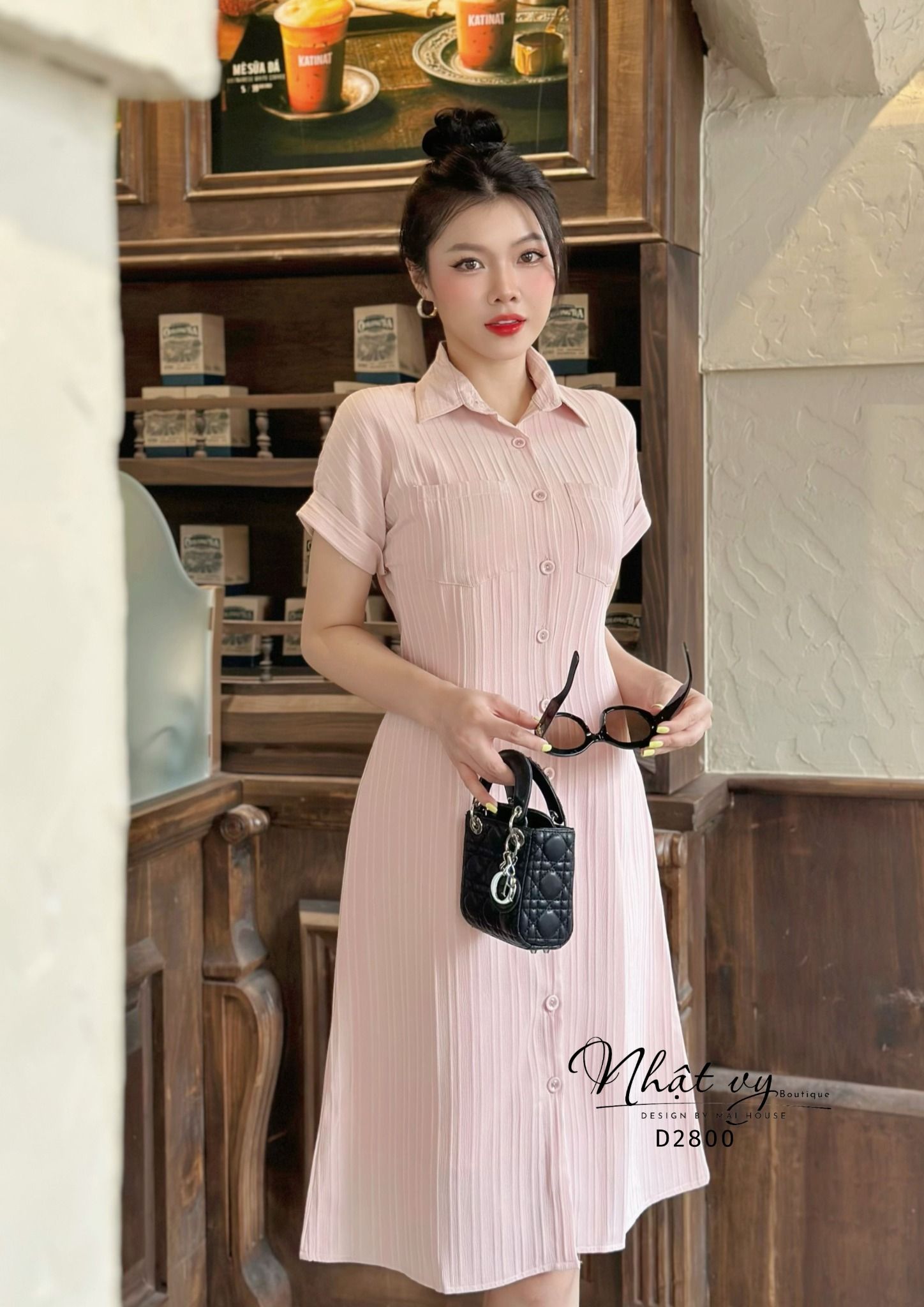 Đầm sơ mi form dáng suông có kèm lót rời - D2800