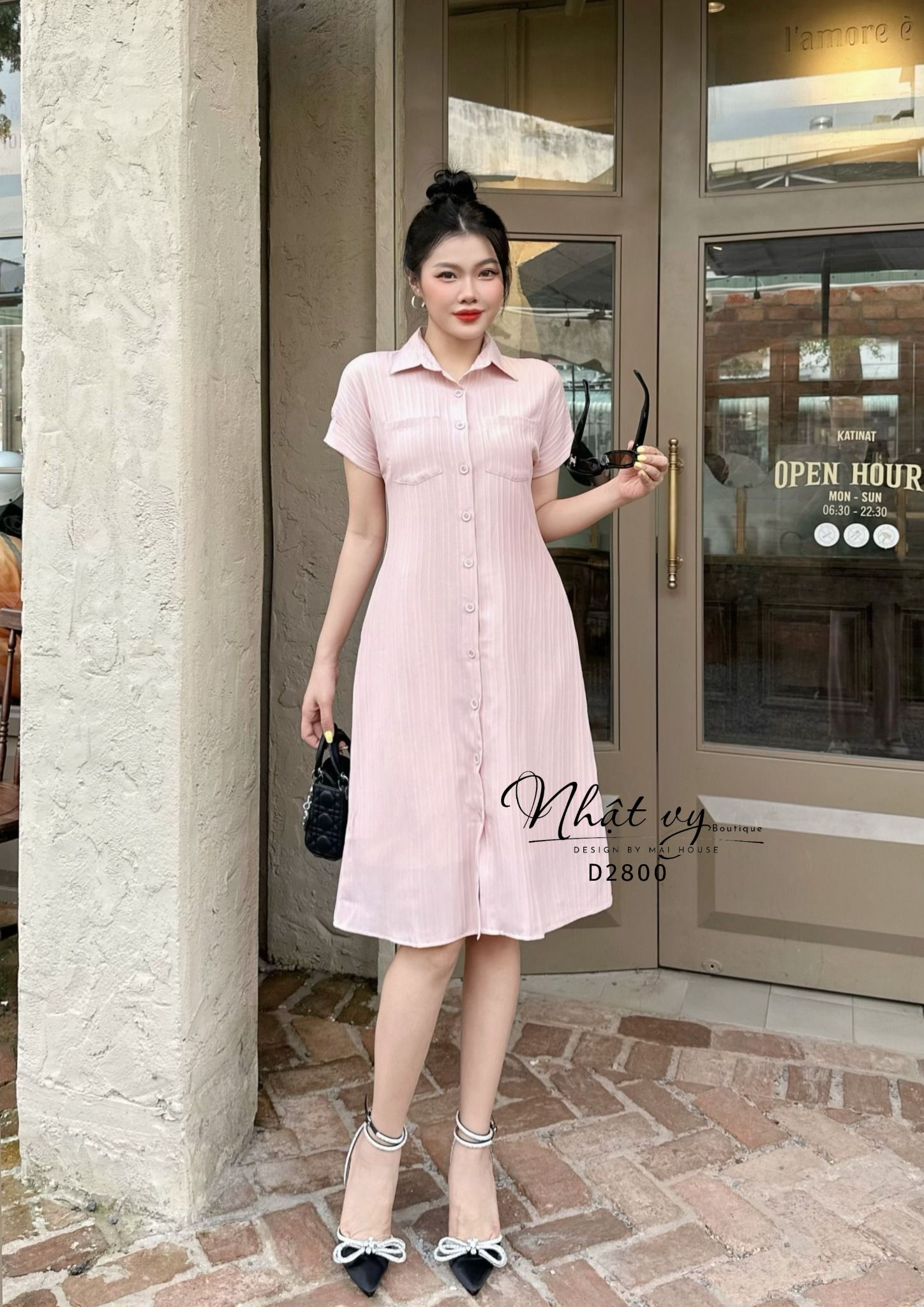 Đầm sơ mi form dáng suông có kèm lót rời - D2800