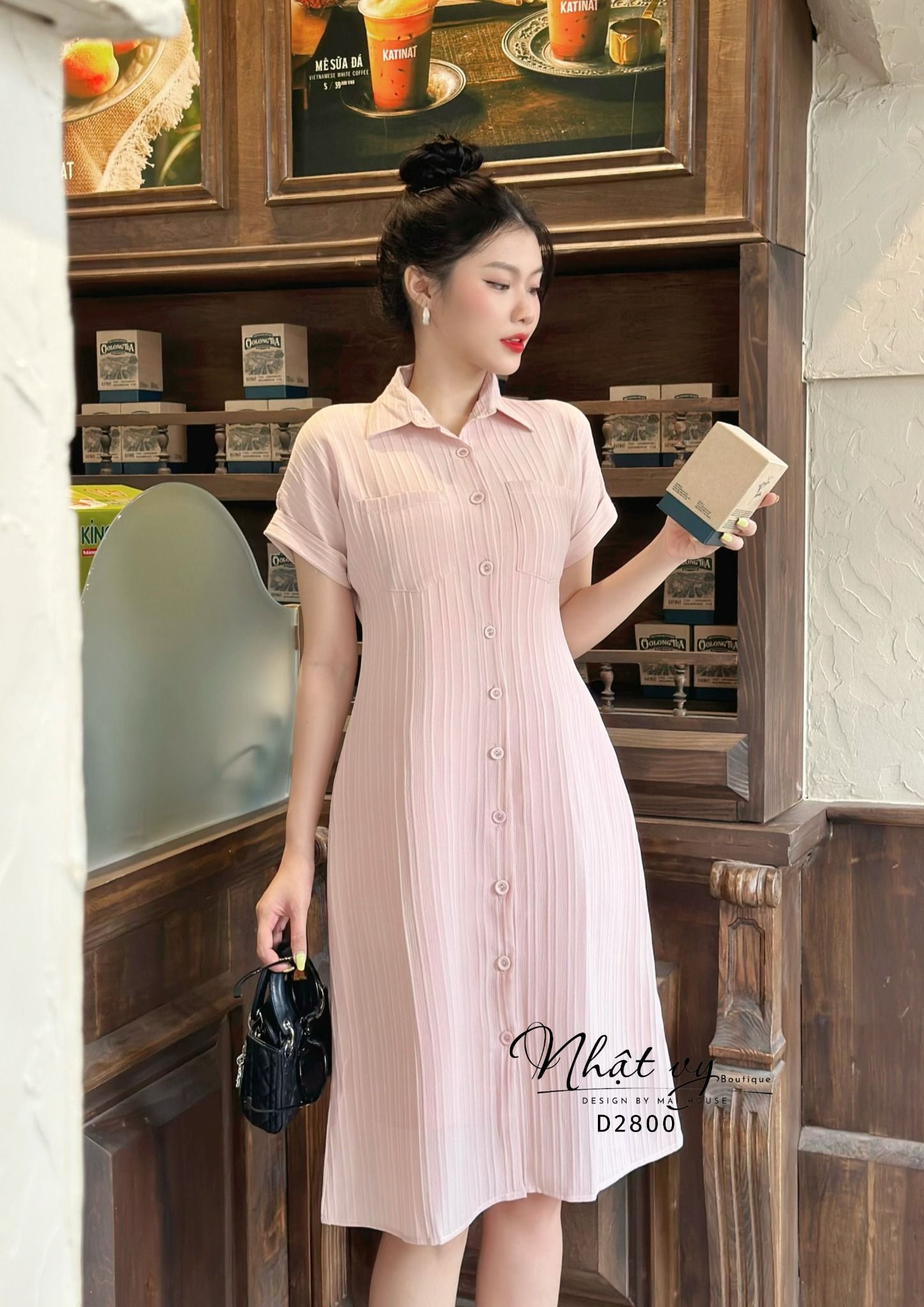 Đầm sơ mi form dáng suông có kèm lót rời - D2800