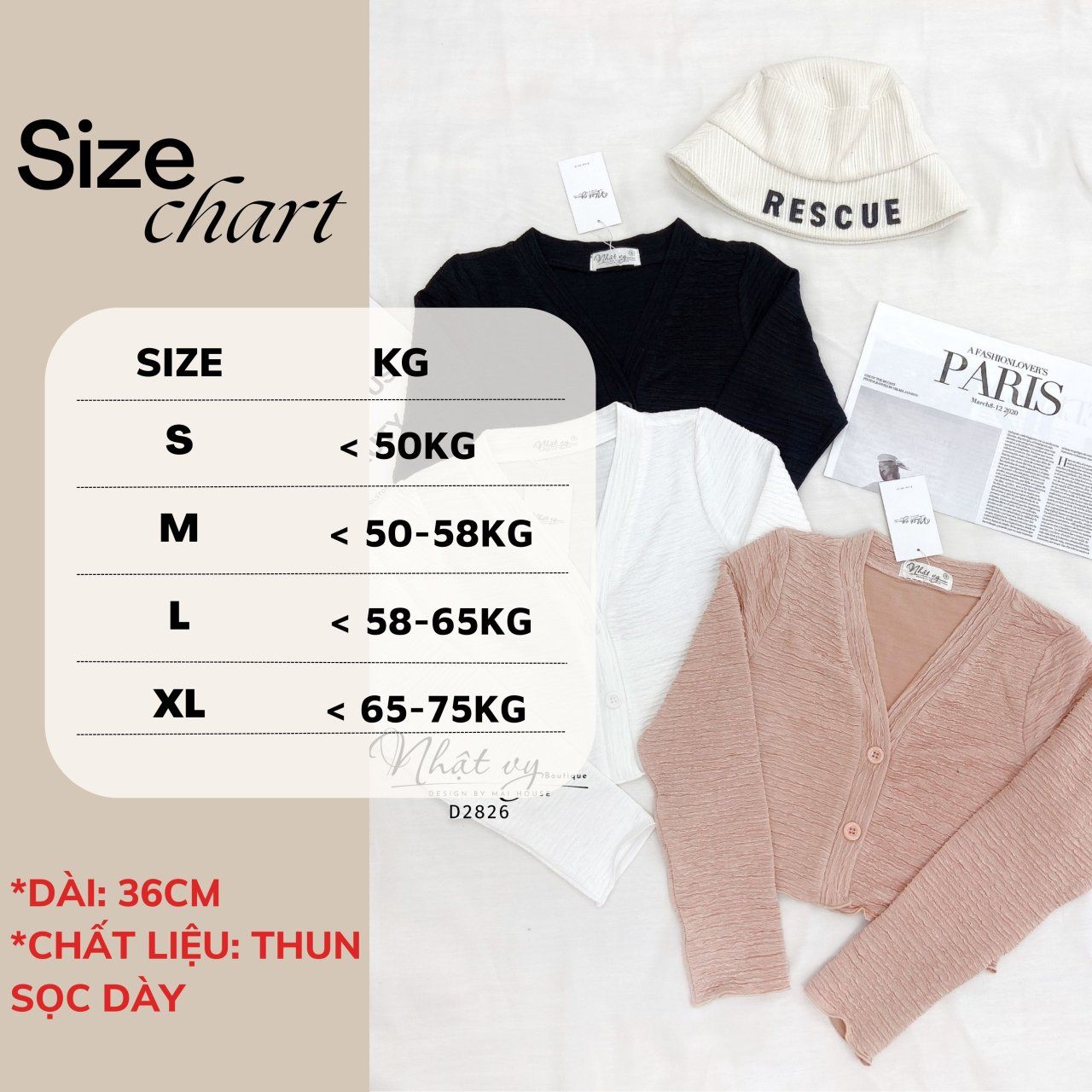 Áo khoác thun form ngắn cài cúc - D2826