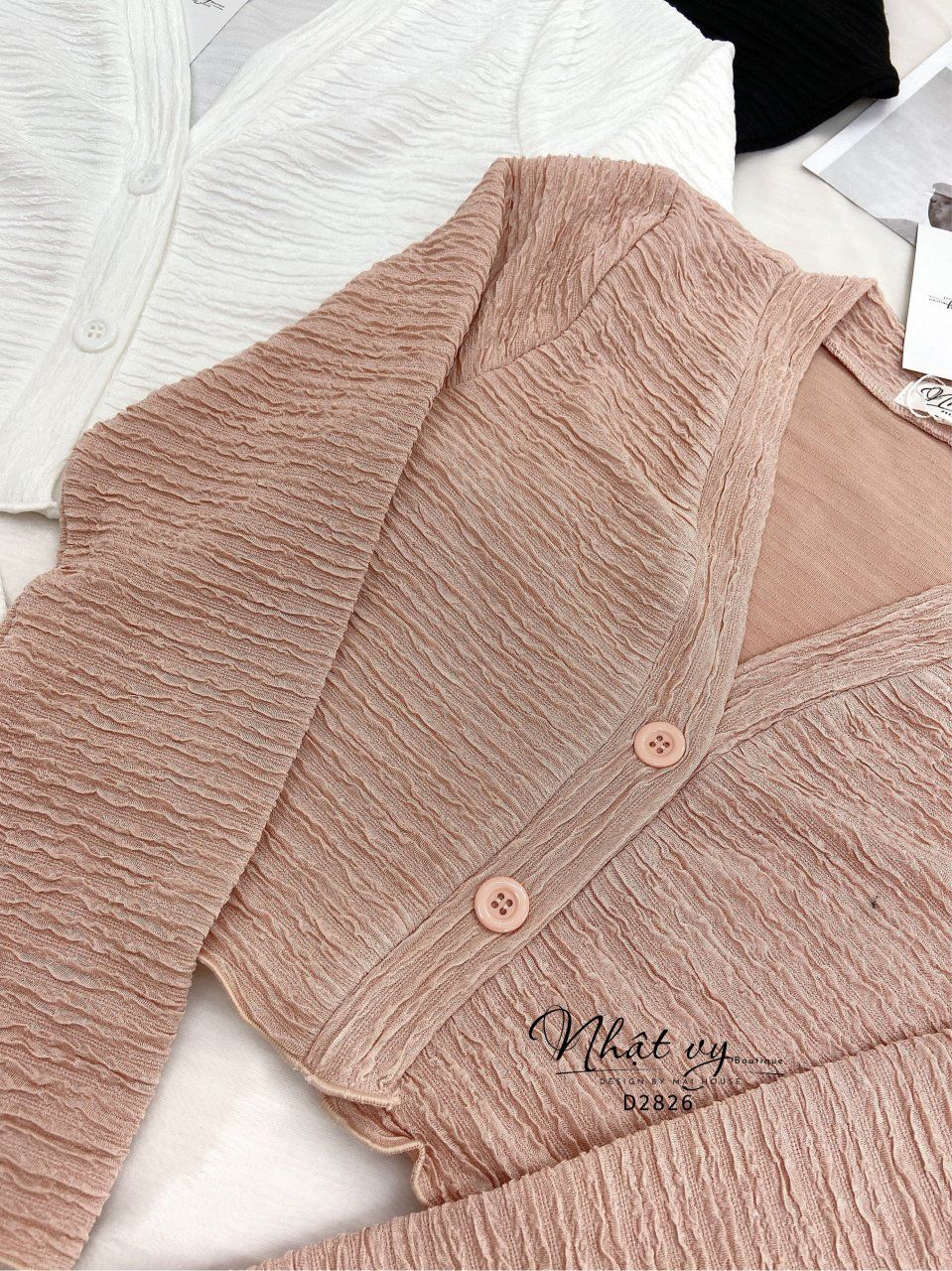 Áo khoác thun form ngắn cài cúc - D2826