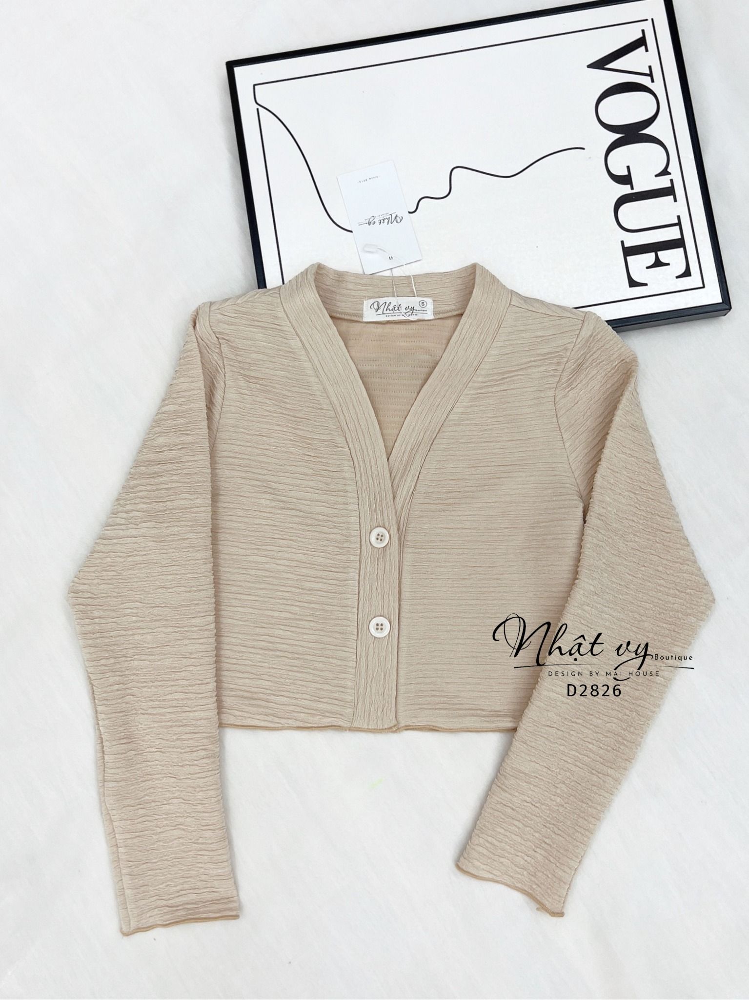 Áo khoác thun form ngắn cài cúc - D2826