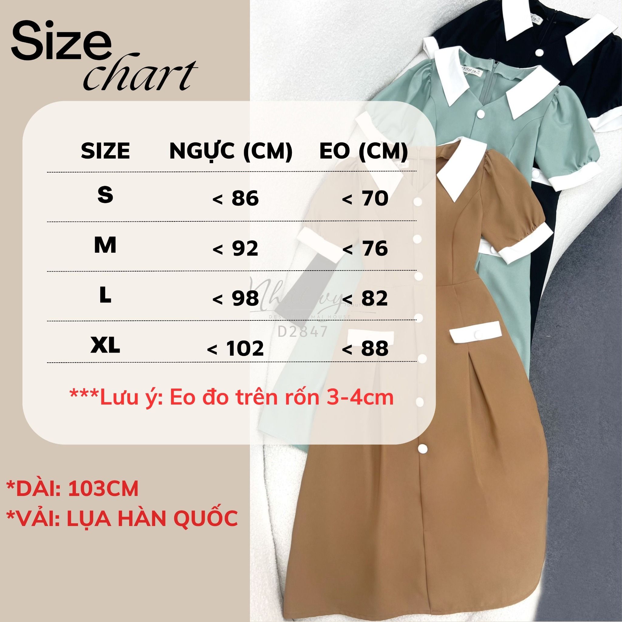 Đầm dáng xoè cổ V phối bèo cổ đính nút kiểu - D2847