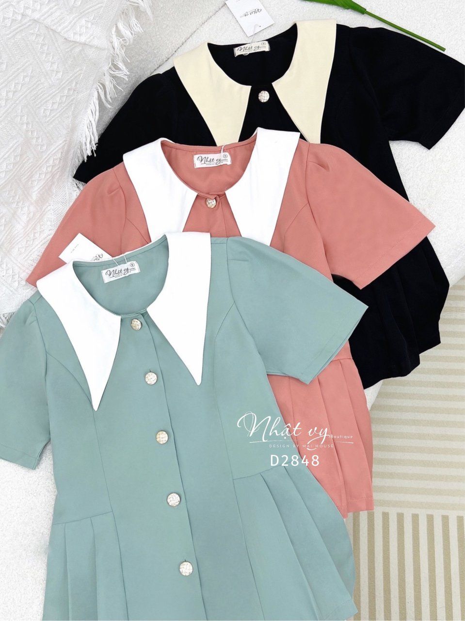 Áo peplum cổ tròn phối bèo - D2848