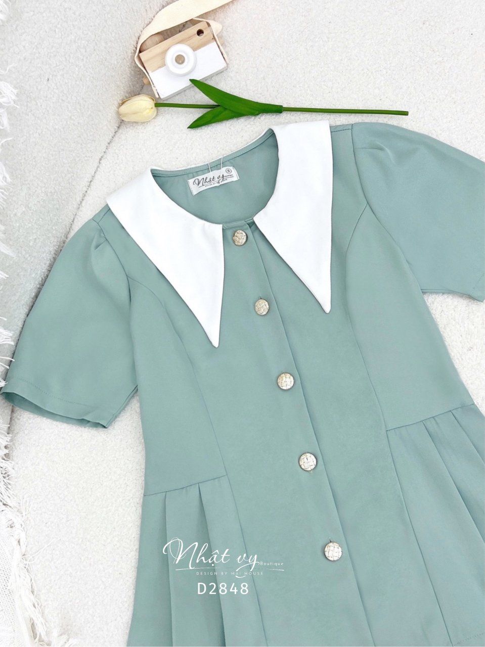 Áo peplum cổ tròn phối bèo - D2848