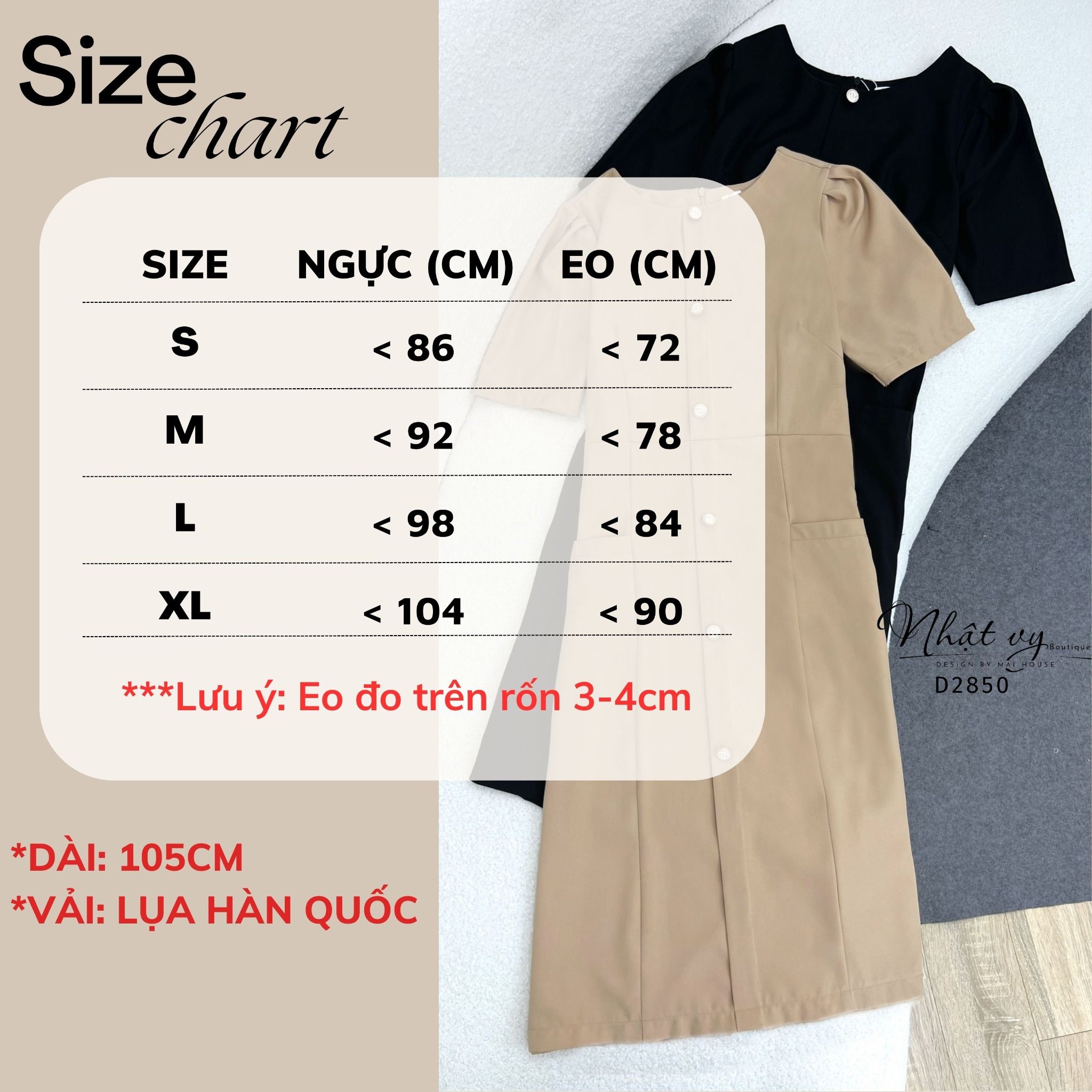 Đầm cổ tròn dáng ôm đính cúc kiểu - D2850