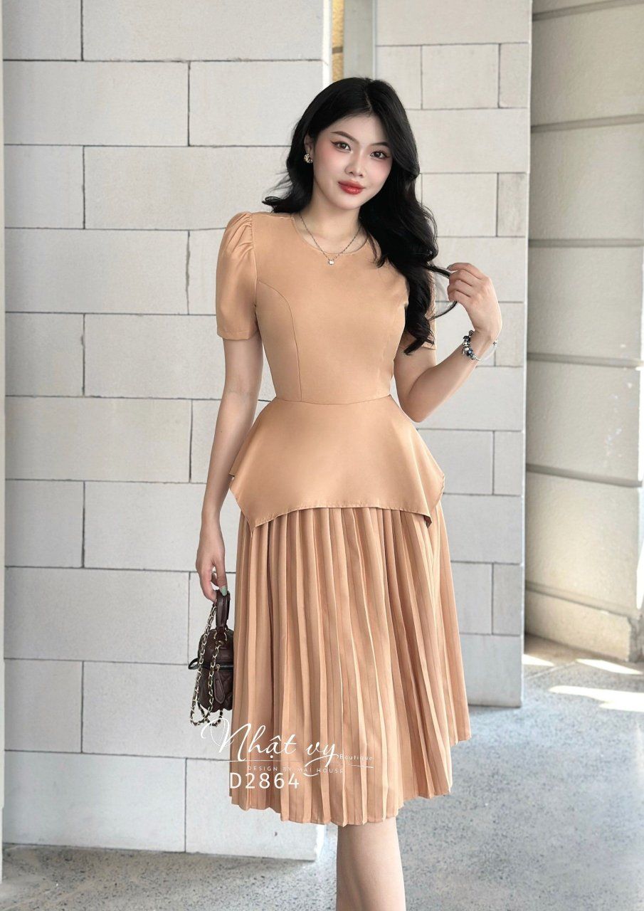 Đầm peplum xếp ly dáng dài - D2864