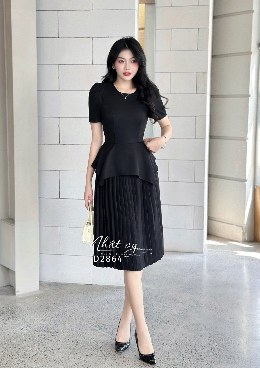 Đầm peplum xếp ly dáng dài - D2864