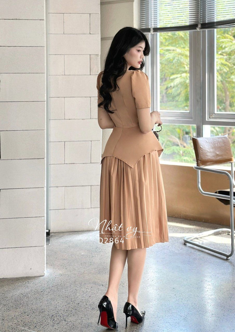  Đầm peplum xếp ly dáng dài - D2864 