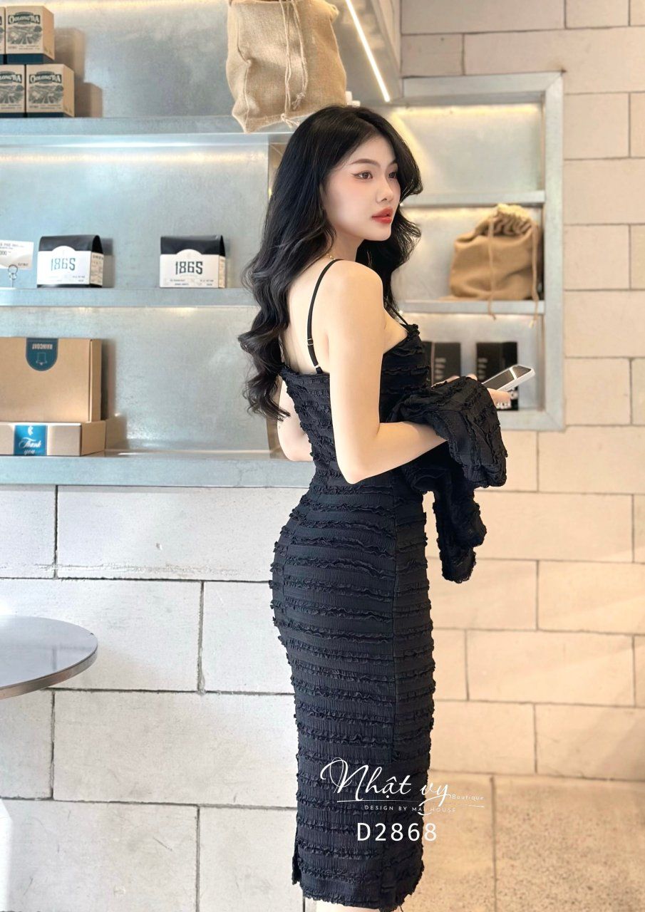 Set đầm thun ôm phối áo khoác form ngắn - D2868