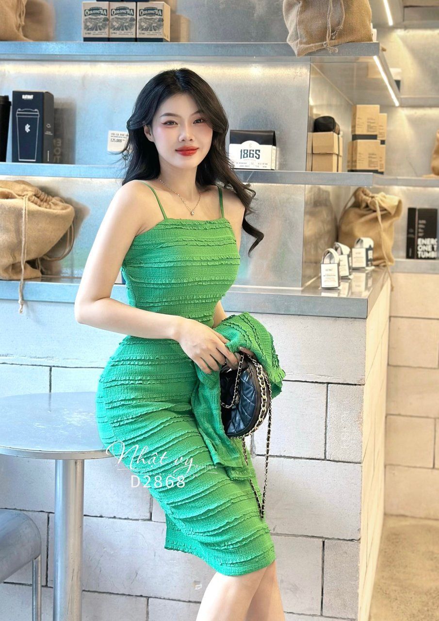Set đầm thun ôm phối áo khoác form ngắn - D2868