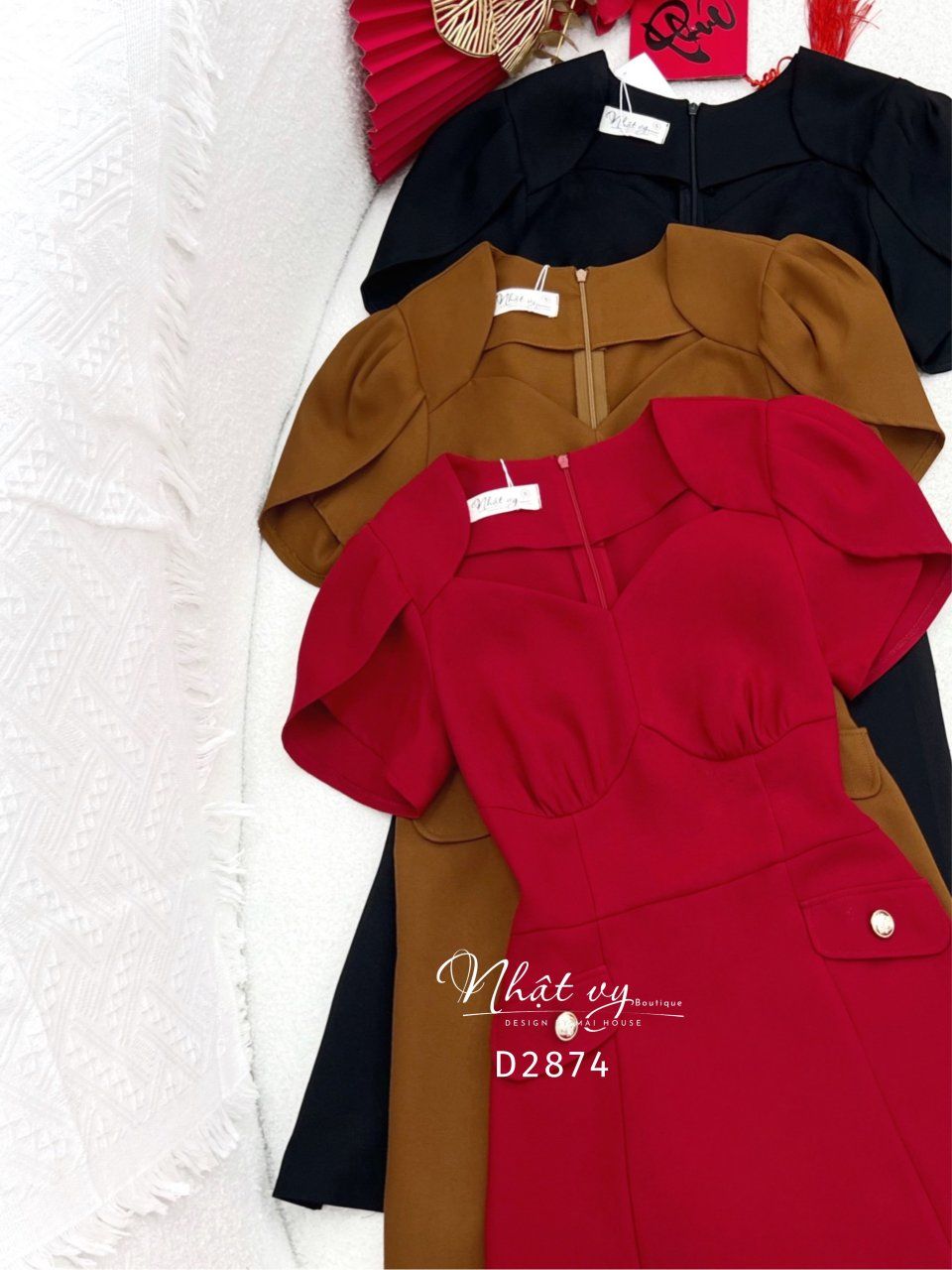 Đầm nhún ngực dáng ôm đắp túi giả - D2874