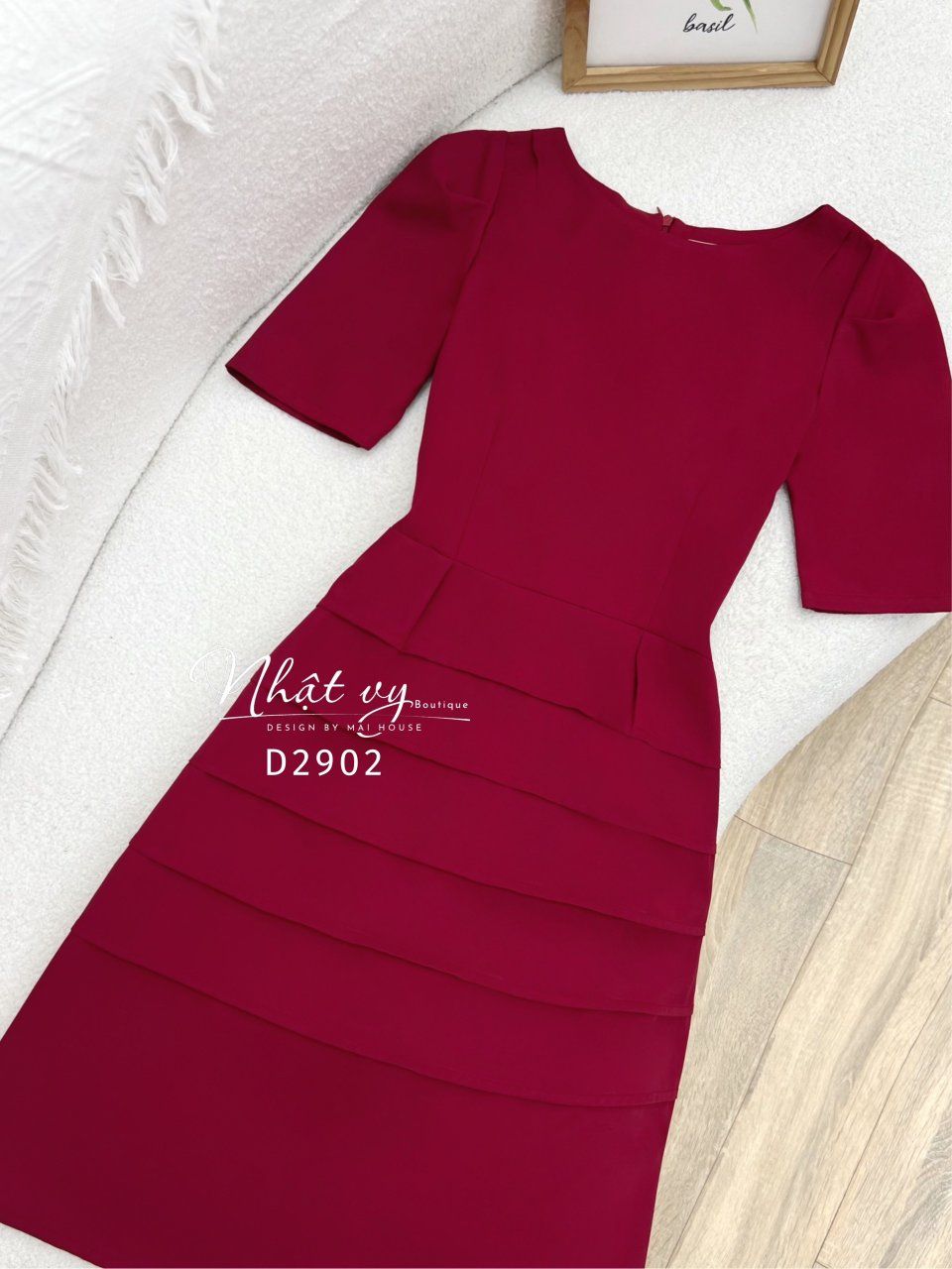 Đầm cổ tròn tay nhún cách điệu form dáng xoè - D2902