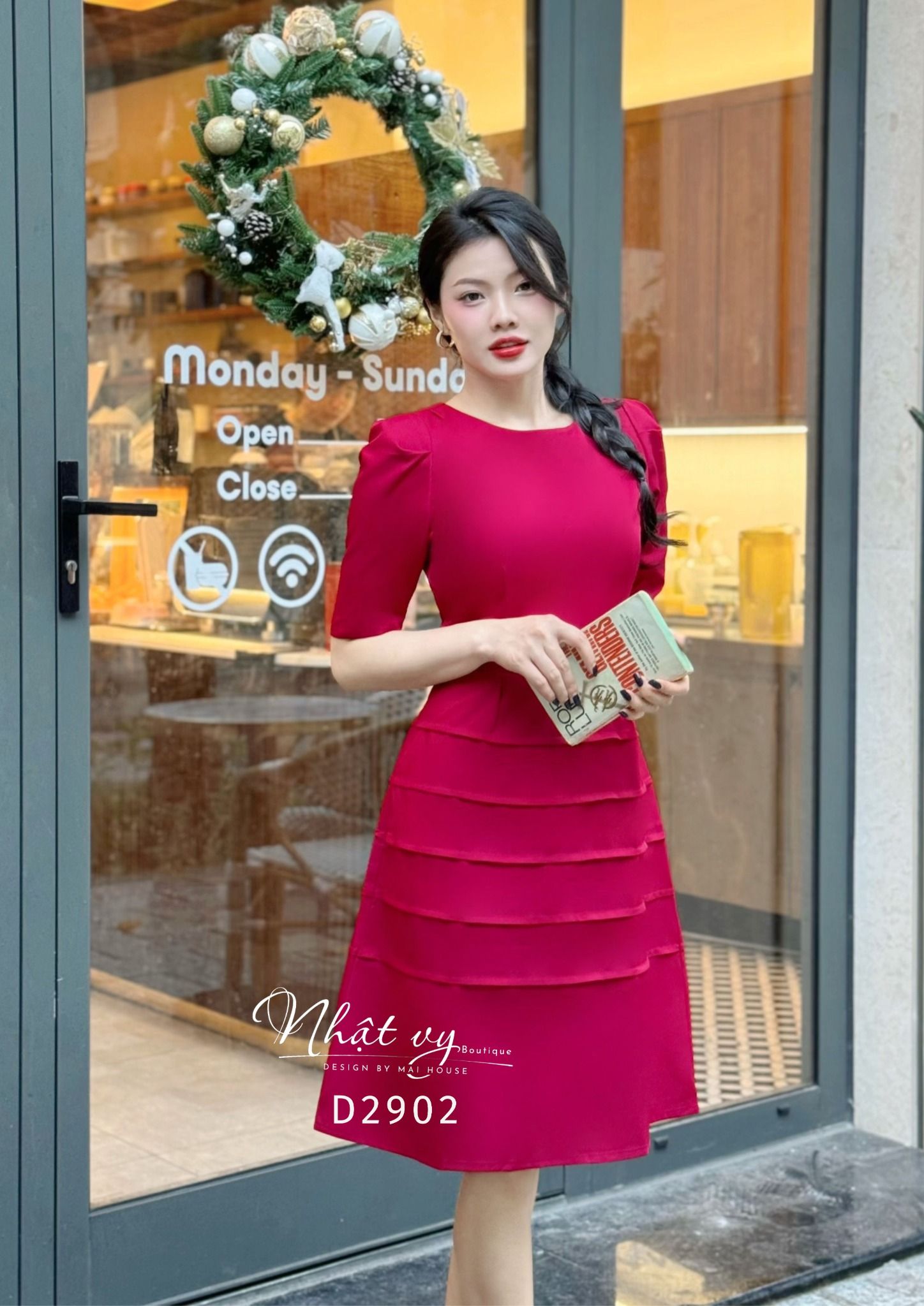 Đầm cổ tròn tay nhún cách điệu form dáng xoè - D2902