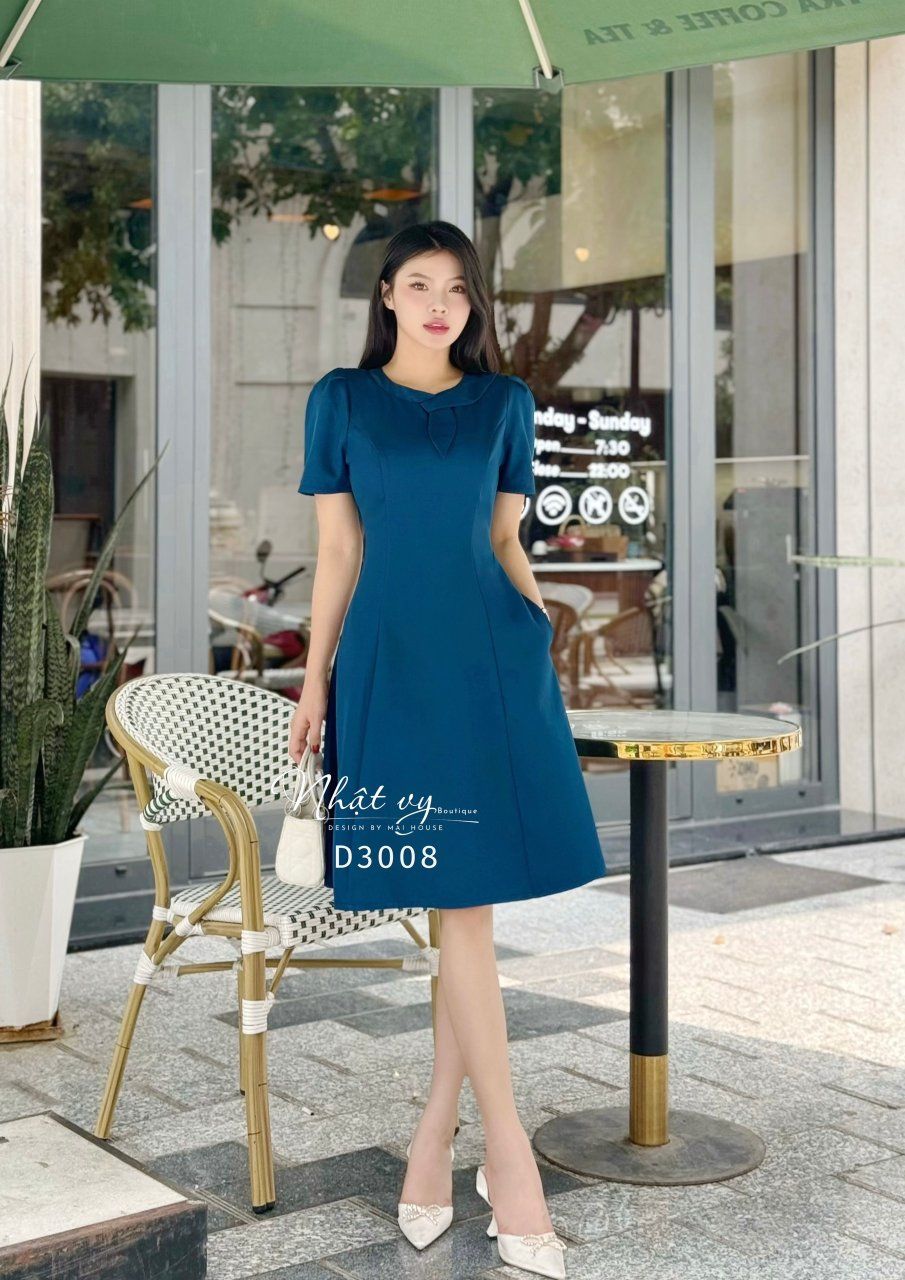 Đầm cổ tròn cách điệu form dáng ôm - D3008