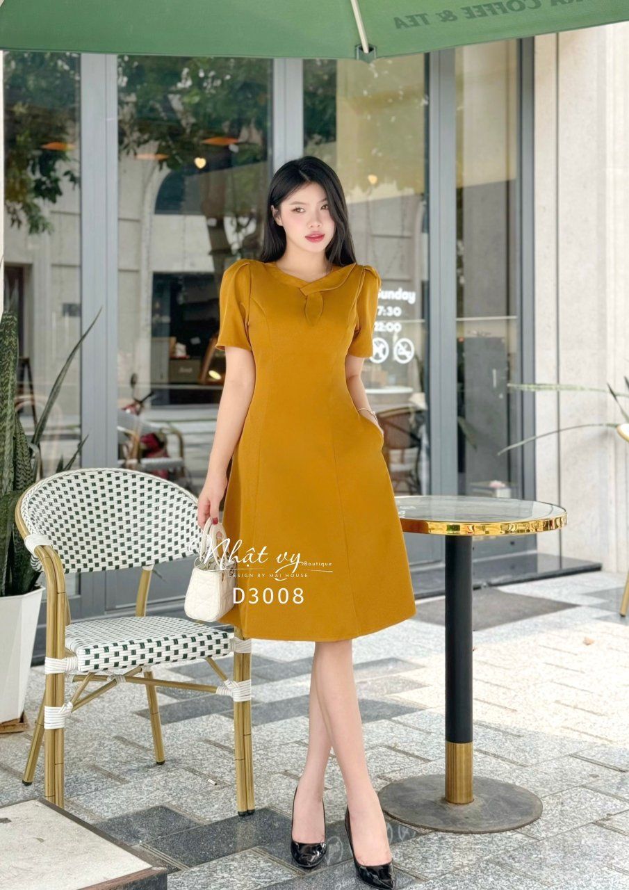 Đầm cổ tròn cách điệu form dáng ôm - D3008