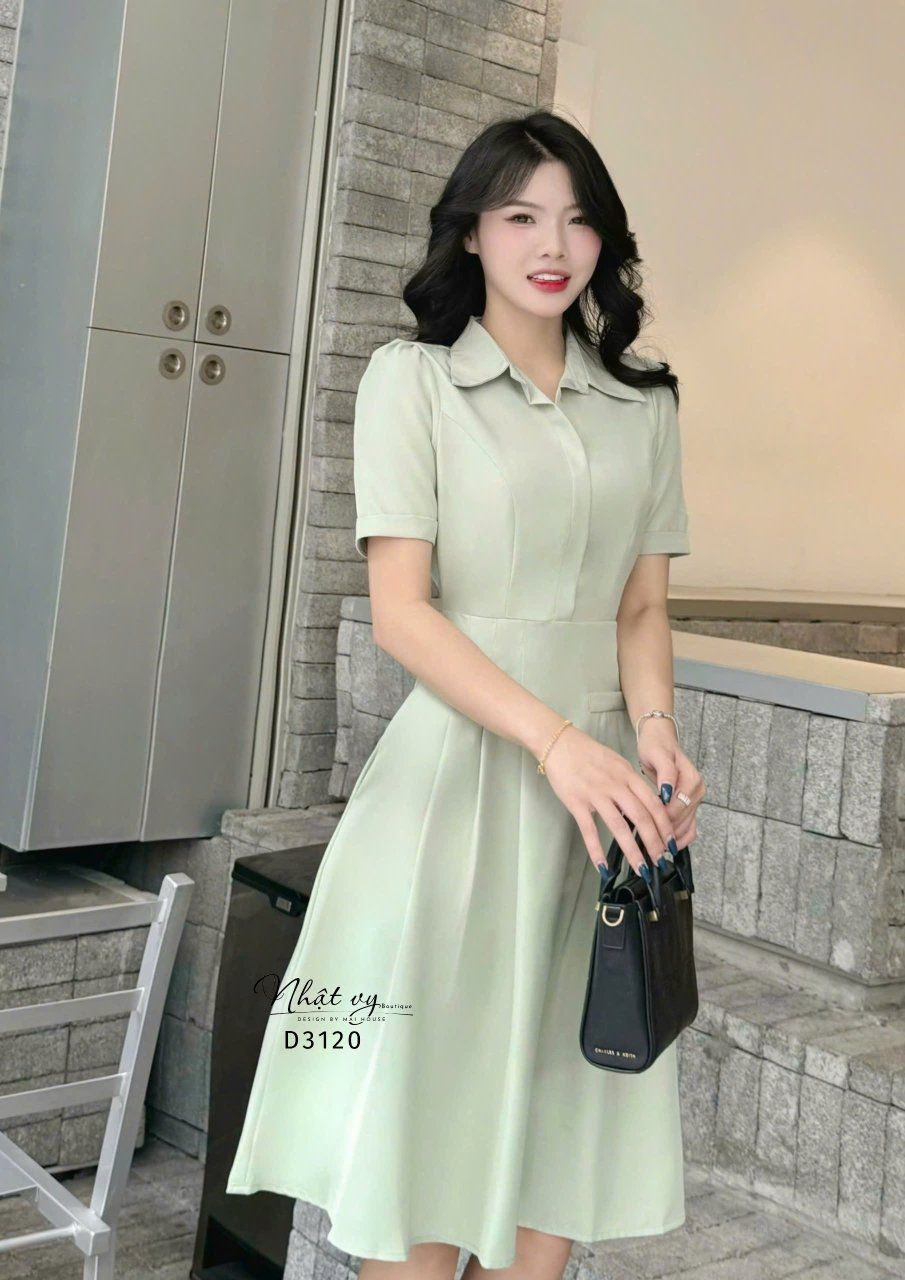 Đầm giả sơ mi form dáng xòe - D3120