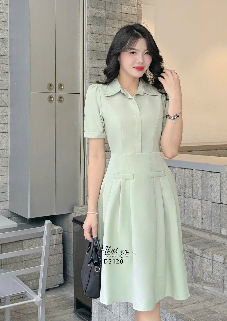 Đầm giả sơ mi form dáng xòe - D3120
