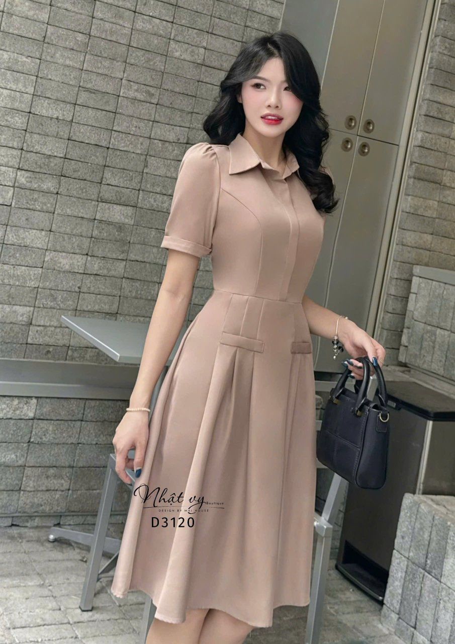 Đầm giả sơ mi form dáng xòe - D3120
