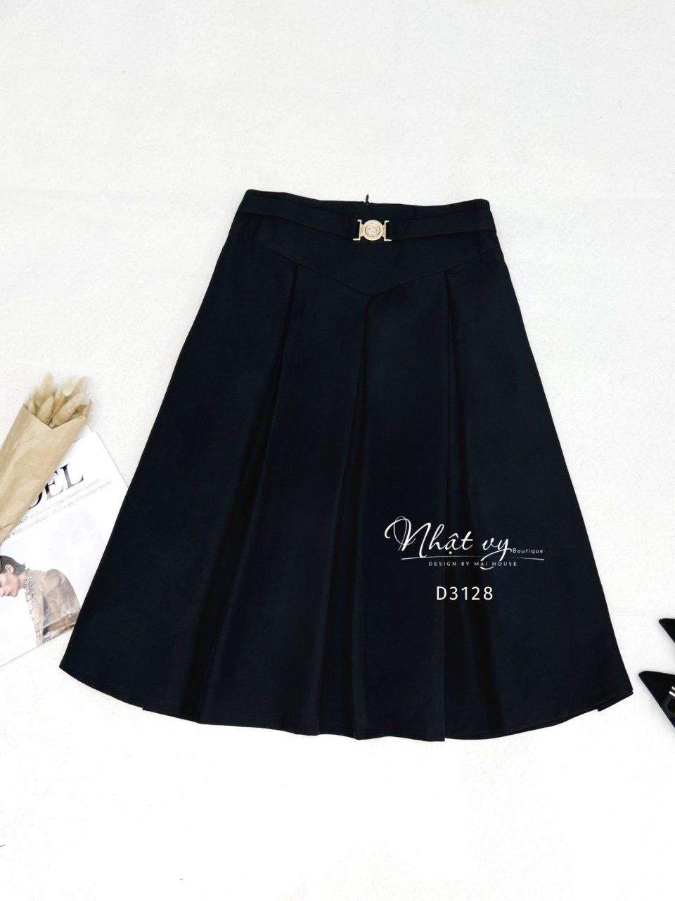 Chân váy xếp ly thắt dây belt kiểu - D3128